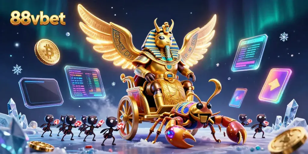 Engage with 88vbet in a vibrant casino-themed 3D illustration showcasing unique gameplay elements.
