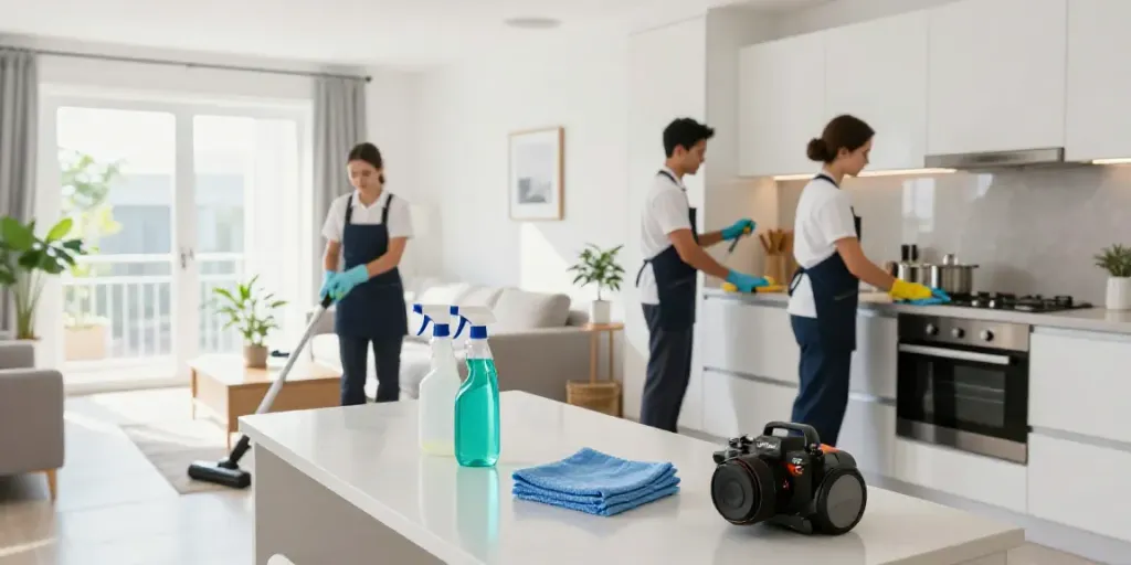 End of lease cleaning Melbourne with professionals ensuring a spotless apartment interior.