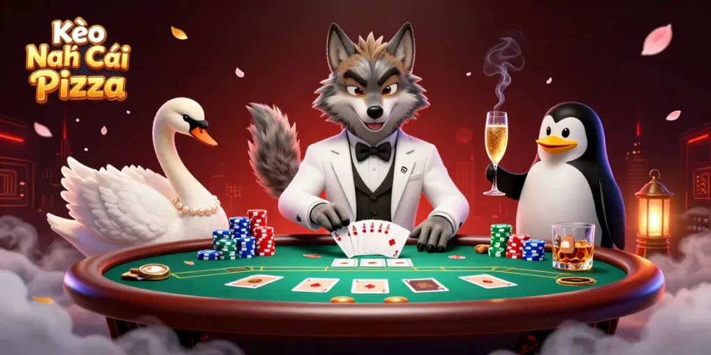Experience luxurious gaming with Kèo Nhà Cái Pizza featuring characters and vibrant casino elements
