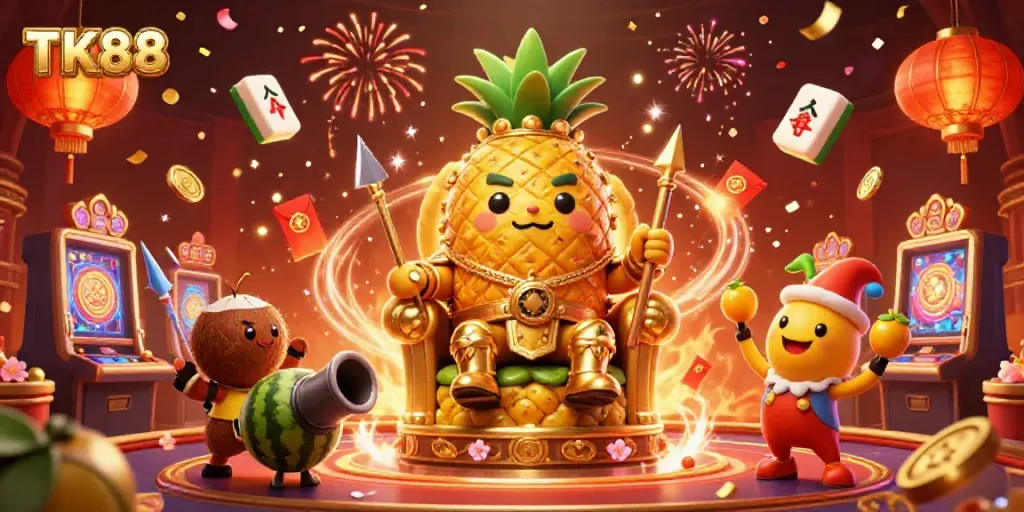 Experience the vibrant energy of TK88 casino gaming with our colorful 3D illustration representing excitement and entertainment.