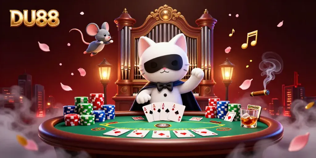 Experience the excitement of DU88 with a lively casino scene featuring unique characters and rich details.
