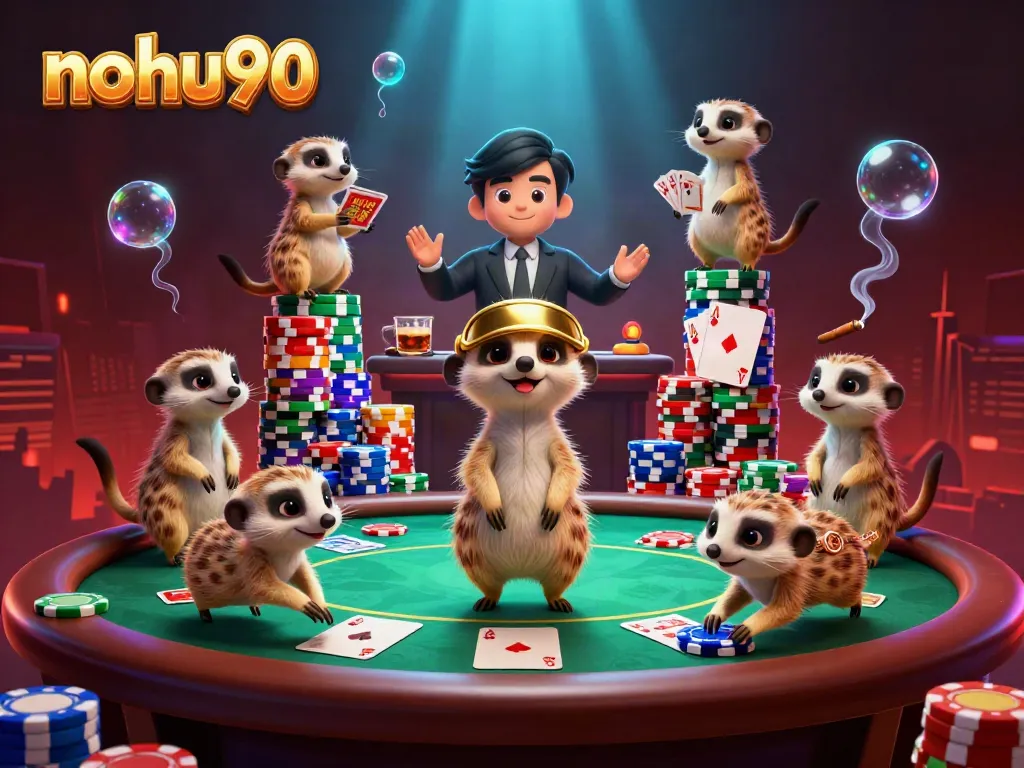 Join the excitement at nohu90 with meerkats running a vibrant casino operation.