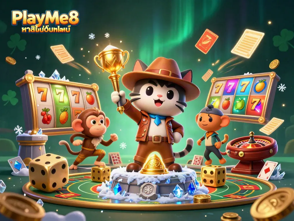 สนุกกับการเล่น PlayMe8 คาสิโนออนไลน์ผ่านการค้นพบของนักสำรวจธีมคาสิโนที่ค้นพบโบนัสทองคำ