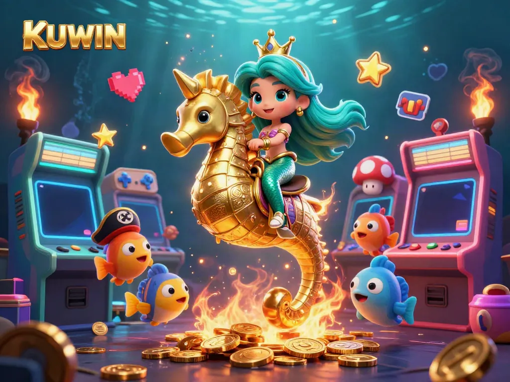 Experience the thrill of KUWIN with a vibrant mermaid princess and dynamic casino elements.