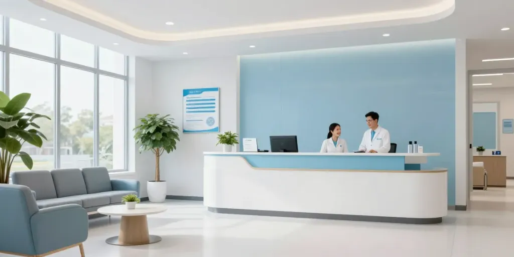Glacier peptides showcased in a modern healthcare environment promoting patient care and wellness.