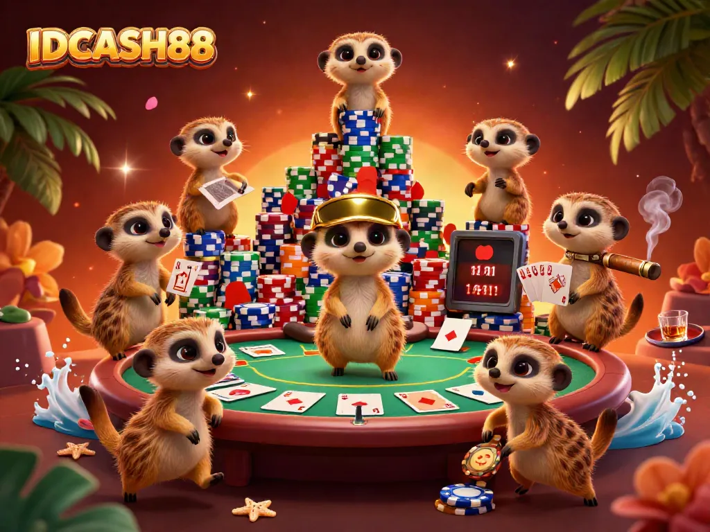 Experience thrilling games at IDCASH88 as meerkats manage an exciting casino scene.