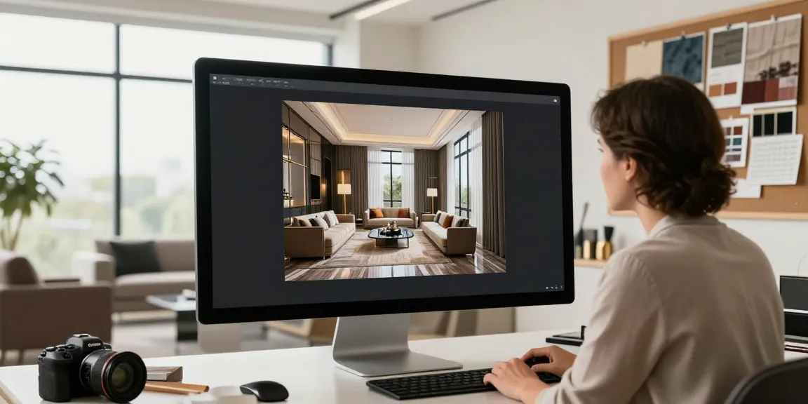 Best 3D rendering company showcasing a designer collaborating on visualizing luxury interiors.