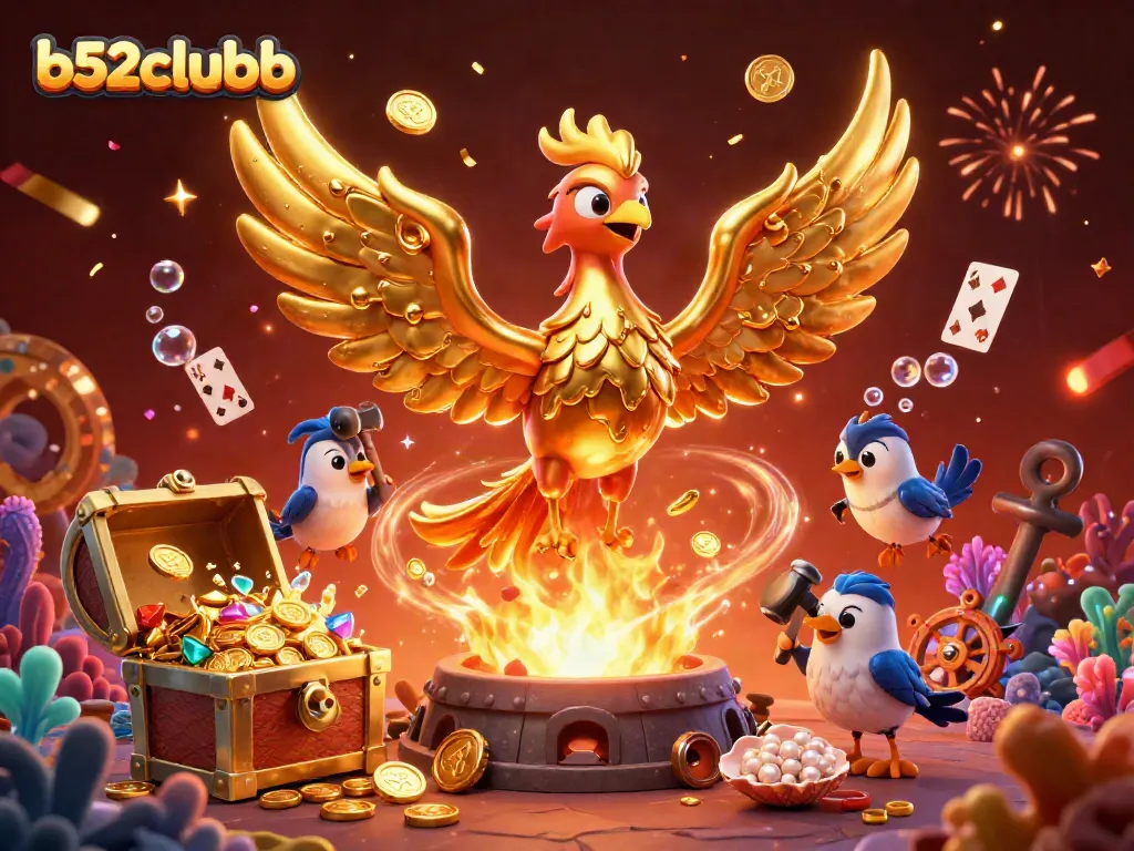 Experience thrilling gameplay at b52clubb with golden phoenix and vibrant casino elements.