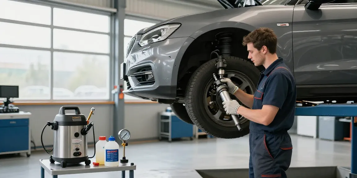 DPF reinigung hannover, technician cleaning a diesel particulate filter in a modern workshop.