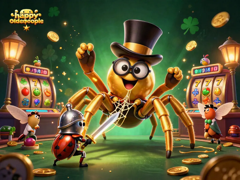 Experience thrilling slots action with happyolderpeople in this vibrant 3D casino scene.
