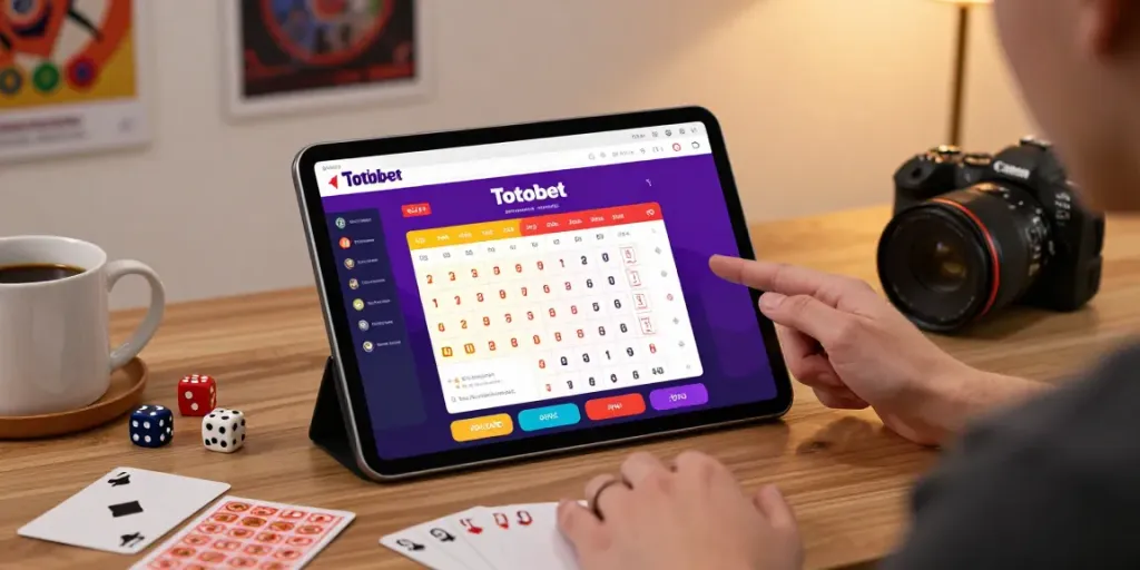 Engaging with Totobet online betting platform in a stylish home office.