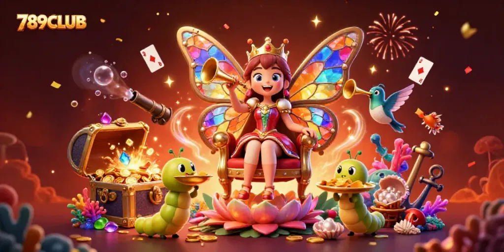 Engage with the vibrant 789CLUB scene featuring enchanting characters in a dynamic casino setting.