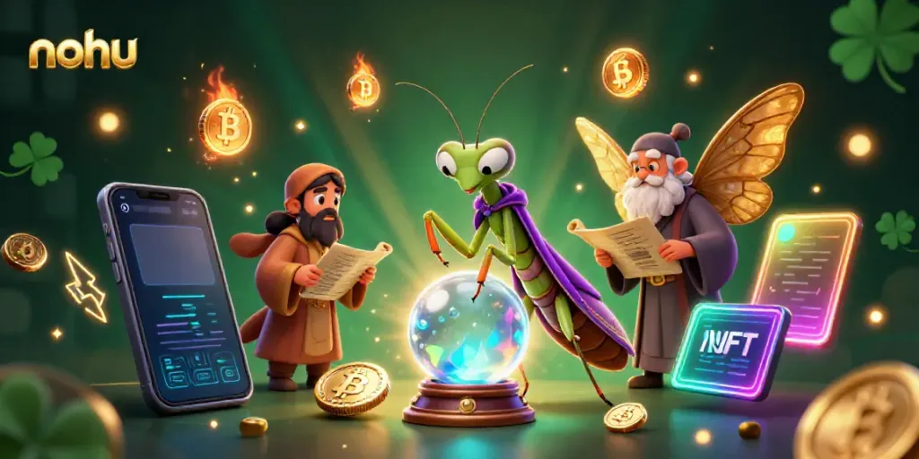 Experience the mystical world of nohu with a vibrant casino-themed illustration showcasing unique characters and dynamic elements.