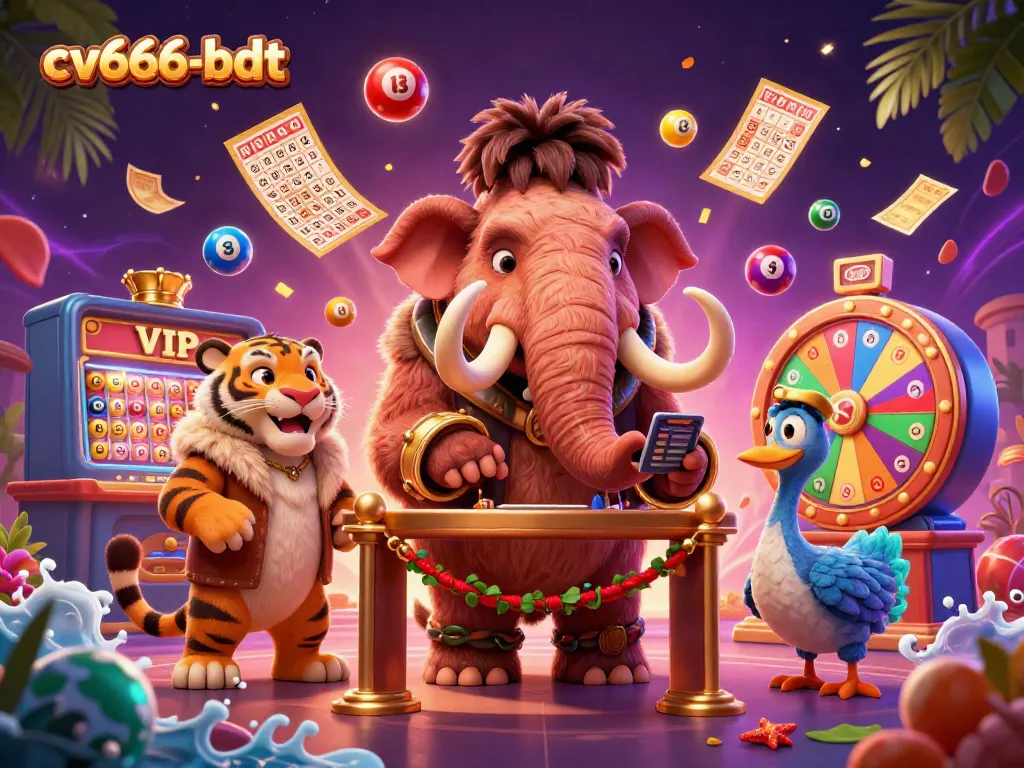 Experience vibrant gaming at cv666-bdt with a lively casino scene illustrated in 3D.