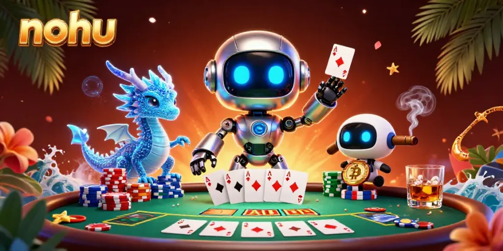 Engage with nohu's thrilling casino atmosphere featuring poker elements and vibrant 3D characters.