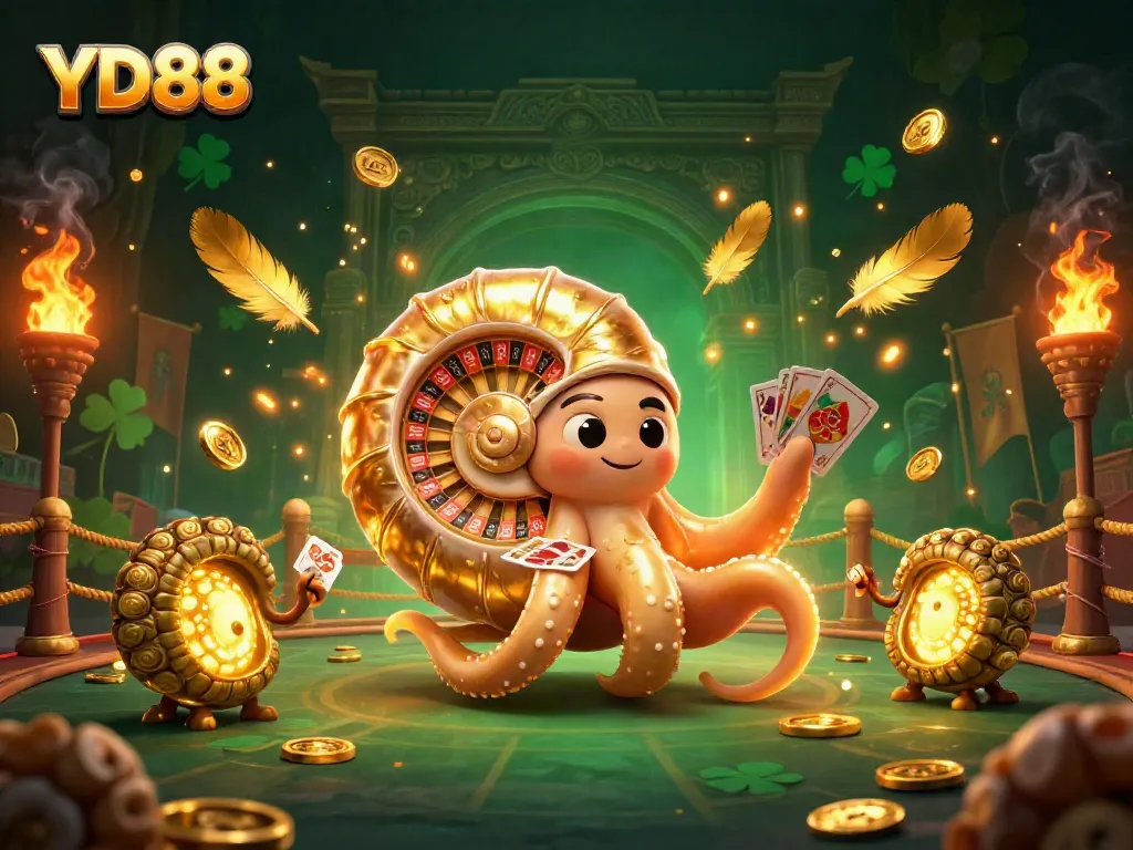Experience thrilling gaming at YD88 with captivating golden nautilus and vibrant casino elements.