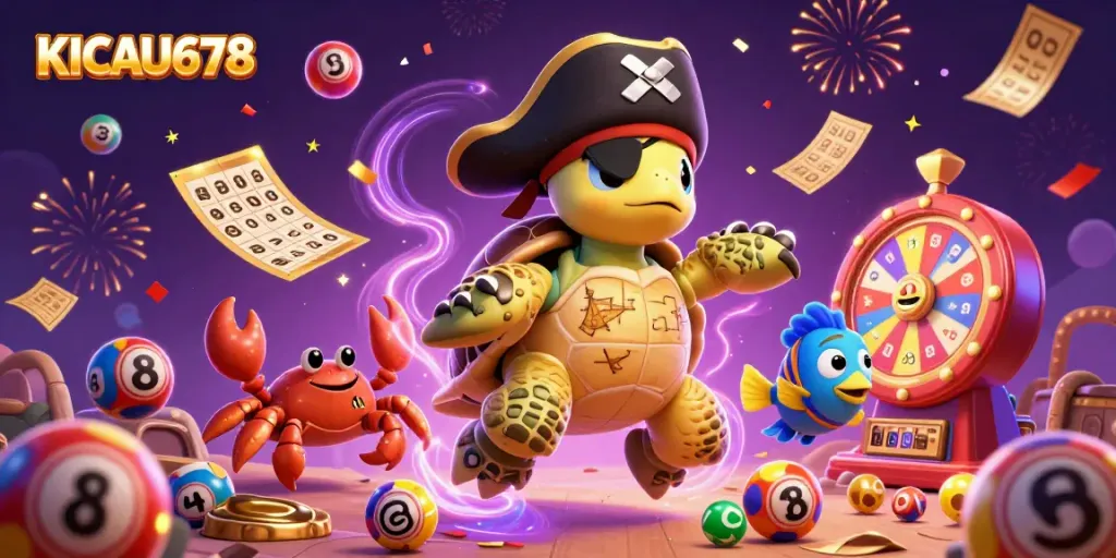Experience dynamic fun with KICAU678's vibrant lottery scene featuring colorful elements and engaging characters.